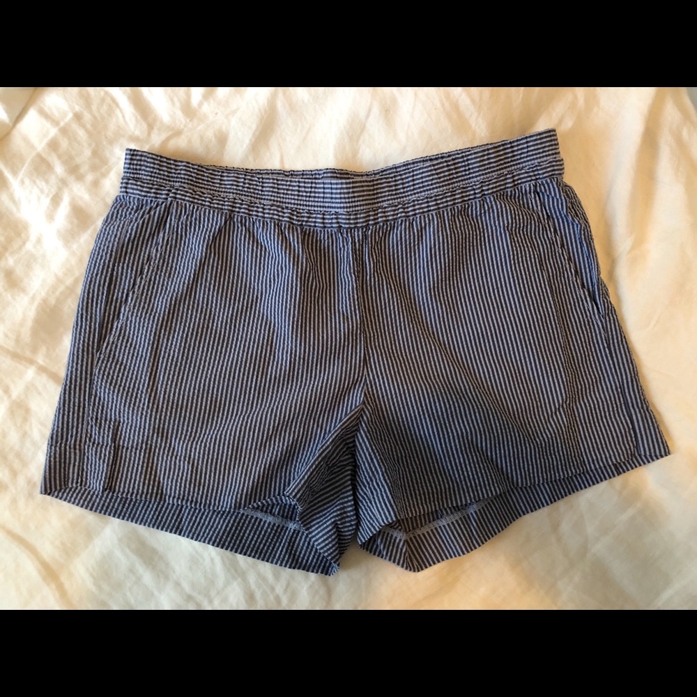 J. Crew Elastic Waist Navy Gingham Shorts